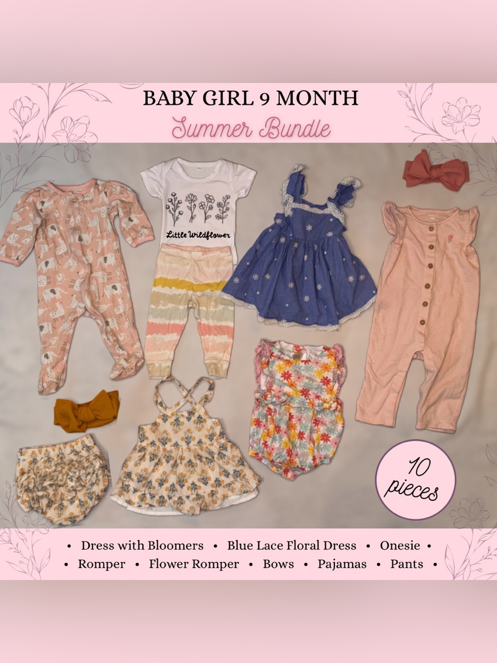 Baby Girl 9 Month | Summer Bundle | 10 Pieces